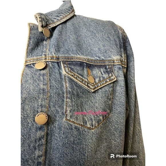 Industry Women's Cropped Jean Jacket Medium Indigo Wash Sz Medium NWT Jeans‎ - Picture 4 of 5